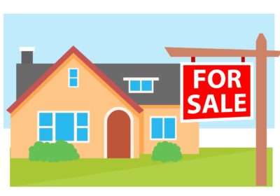 real-eatate-house-with-sign-for-sale-clipart