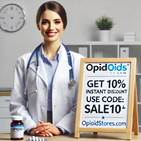 DALL·E-2025-01-29-11.48.41-A-professional-female-doctor-with-a-friendly-smile-wearing-a-white-coat-and-stethoscope-standing-next-to-a-promotional-sign-that-says_-Opioidstores-2